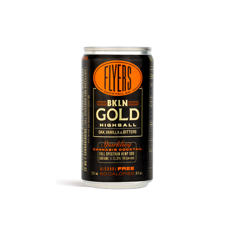 Flyers Brooklyn Gold - Sparkling Alcohol Free CBD Cocktail - Non-Alcoholic Beverage - 8oz
